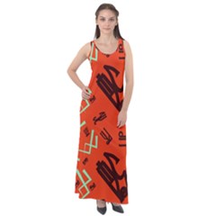 Abstract Pattern Geometric Backgrounds   Sleeveless Velour Maxi Dress by Eskimos