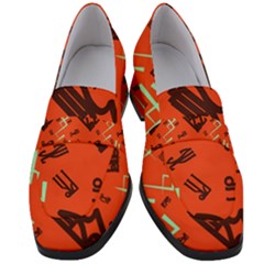 Abstract Pattern Geometric Backgrounds   Women s Chunky Heel Loafers by Eskimos