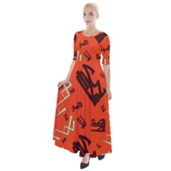 Abstract Pattern Geometric Backgrounds   Half Sleeves Maxi Dress by Eskimos