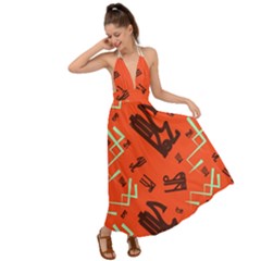 Abstract Pattern Geometric Backgrounds   Backless Maxi Beach Dress by Eskimos