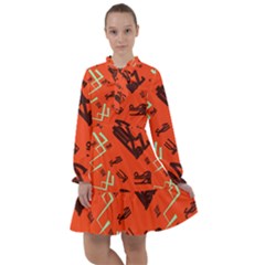 Abstract Pattern Geometric Backgrounds   All Frills Chiffon Dress by Eskimos