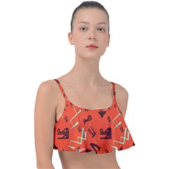 Abstract Pattern Geometric Backgrounds   Frill Bikini Top by Eskimos