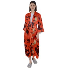 Abstract Pattern Geometric Backgrounds   Maxi Satin Kimono by Eskimos