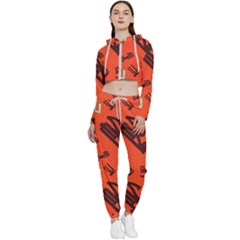 Abstract Pattern Geometric Backgrounds   Cropped Zip Up Lounge Set by Eskimos