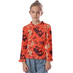 Abstract Pattern Geometric Backgrounds   Kids  Frill Detail Tee