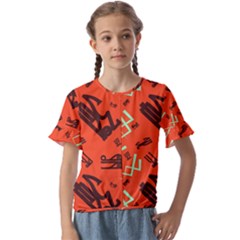 Abstract Pattern Geometric Backgrounds   Kids  Cuff Sleeve Scrunch Bottom Tee