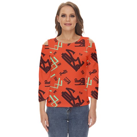 Abstract Pattern Geometric Backgrounds   Cut Out Wide Sleeve Top by Eskimos