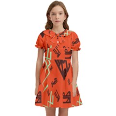 Abstract Pattern Geometric Backgrounds   Kids  Bow Tie Puff Sleeve Dress by Eskimos