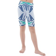 Abstract Pattern Geometric Backgrounds   Kids  Mid Length Swim Shorts by Eskimos