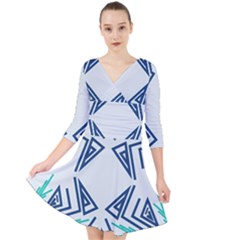 Abstract Pattern Geometric Backgrounds   Quarter Sleeve Front Wrap Dress by Eskimos