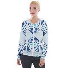 Abstract Pattern Geometric Backgrounds   Velvet Zip Up Jacket by Eskimos