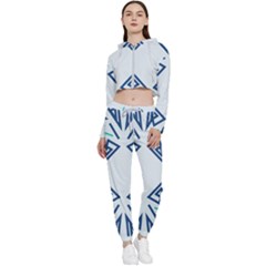 Abstract Pattern Geometric Backgrounds   Cropped Zip Up Lounge Set