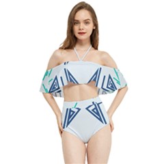 Abstract Pattern Geometric Backgrounds   Halter Flowy Bikini Set 