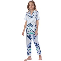 Abstract Pattern Geometric Backgrounds   Kids  Satin Short Sleeve Pajamas Set