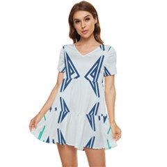 Abstract Pattern Geometric Backgrounds   Tiered Short Sleeve Babydoll Dress by Eskimos