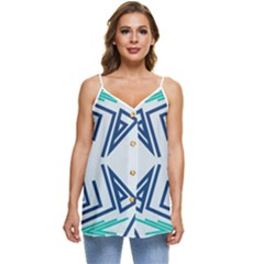 Abstract Pattern Geometric Backgrounds   Casual Spaghetti Strap Chiffon Top by Eskimos