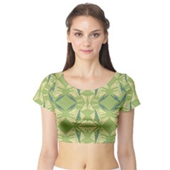 Abstract Pattern Geometric Backgrounds   Short Sleeve Crop Top by Eskimos