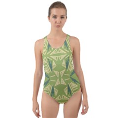 Abstract Pattern Geometric Backgrounds   Cut-out Back One Piece Swimsuit by Eskimos