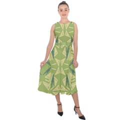 Abstract Pattern Geometric Backgrounds   Midi Tie-back Chiffon Dress by Eskimos