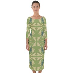 Abstract Pattern Geometric Backgrounds   Quarter Sleeve Midi Bodycon Dress by Eskimos