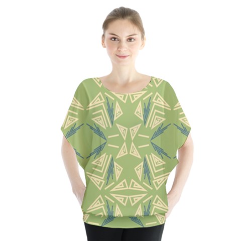 Abstract Pattern Geometric Backgrounds   Batwing Chiffon Blouse by Eskimos