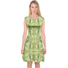 Abstract Pattern Geometric Backgrounds   Capsleeve Midi Dress by Eskimos