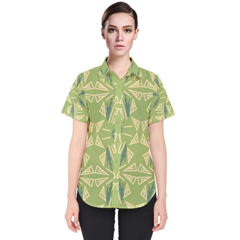 Abstract Pattern Geometric Backgrounds   Women s Short Sleeve Shirt by Eskimos