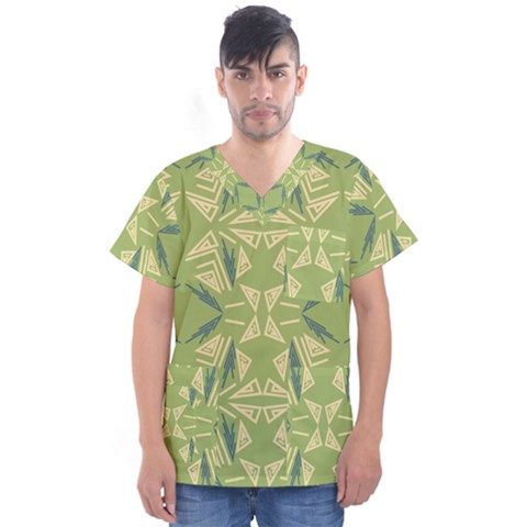 Abstract Pattern Geometric Backgrounds   Men s V-neck Scrub Top by Eskimos