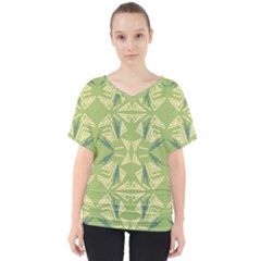 Abstract Pattern Geometric Backgrounds   V-neck Dolman Drape Top by Eskimos