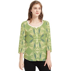 Abstract Pattern Geometric Backgrounds   Chiffon Quarter Sleeve Blouse by Eskimos