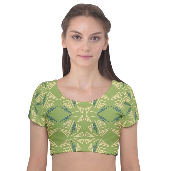 Abstract pattern geometric backgrounds   Velvet Short Sleeve Crop Top 