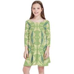 Abstract Pattern Geometric Backgrounds   Kids  Quarter Sleeve Skater Dress by Eskimos