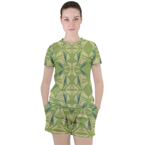 Abstract Pattern Geometric Backgrounds   Women s Tee And Shorts Set by Eskimos