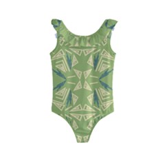 Abstract Pattern Geometric Backgrounds   Kids  Frill Swimsuit by Eskimos