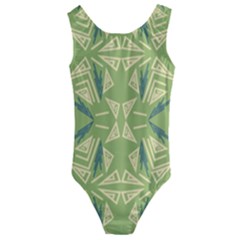 Abstract Pattern Geometric Backgrounds   Kids  Cut-out Back One Piece Swimsuit by Eskimos