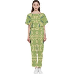 Abstract Pattern Geometric Backgrounds   Batwing Lightweight Chiffon Jumpsuit by Eskimos