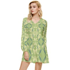 Abstract Pattern Geometric Backgrounds   Tiered Long Sleeve Mini Dress by Eskimos