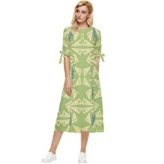 Abstract Pattern Geometric Backgrounds   Bow Sleeve Chiffon Midi Dress by Eskimos