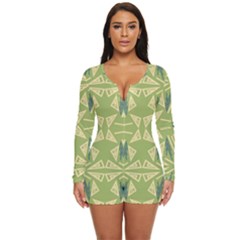 Abstract Pattern Geometric Backgrounds   Long Sleeve Boyleg Swimsuit by Eskimos