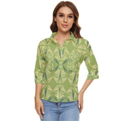 Abstract Pattern Geometric Backgrounds   Women s Quarter Sleeve Pocket Shirt