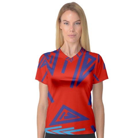 Abstract Pattern Geometric Backgrounds   V-neck Sport Mesh Tee by Eskimos