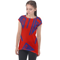 Abstract Pattern Geometric Backgrounds   Cap Sleeve High Low Top by Eskimos