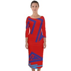 Abstract Pattern Geometric Backgrounds   Quarter Sleeve Midi Bodycon Dress by Eskimos