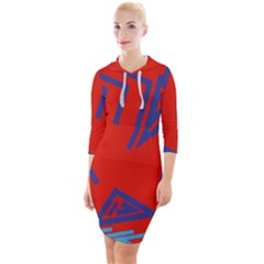 Abstract Pattern Geometric Backgrounds   Quarter Sleeve Hood Bodycon Dress by Eskimos