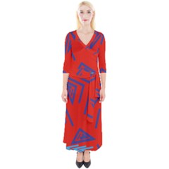 Abstract Pattern Geometric Backgrounds   Quarter Sleeve Wrap Maxi Dress by Eskimos