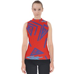 Abstract Pattern Geometric Backgrounds   Mock Neck Shell Top by Eskimos