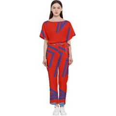 Abstract Pattern Geometric Backgrounds   Batwing Lightweight Chiffon Jumpsuit by Eskimos