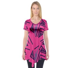 Abstract Pattern Geometric Backgrounds   Short Sleeve Tunic  by Eskimos