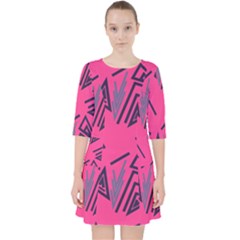 Abstract Pattern Geometric Backgrounds   Quarter Sleeve Pocket Dress by Eskimos