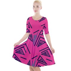 Abstract Pattern Geometric Backgrounds   Quarter Sleeve A-line Dress by Eskimos